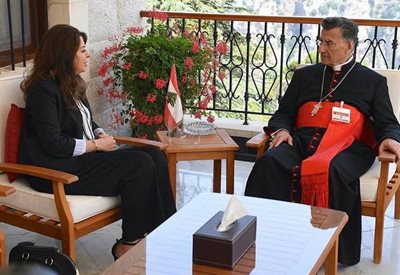 لقاء الوزيرة شريم مع البطريرك الراعي في الديمان